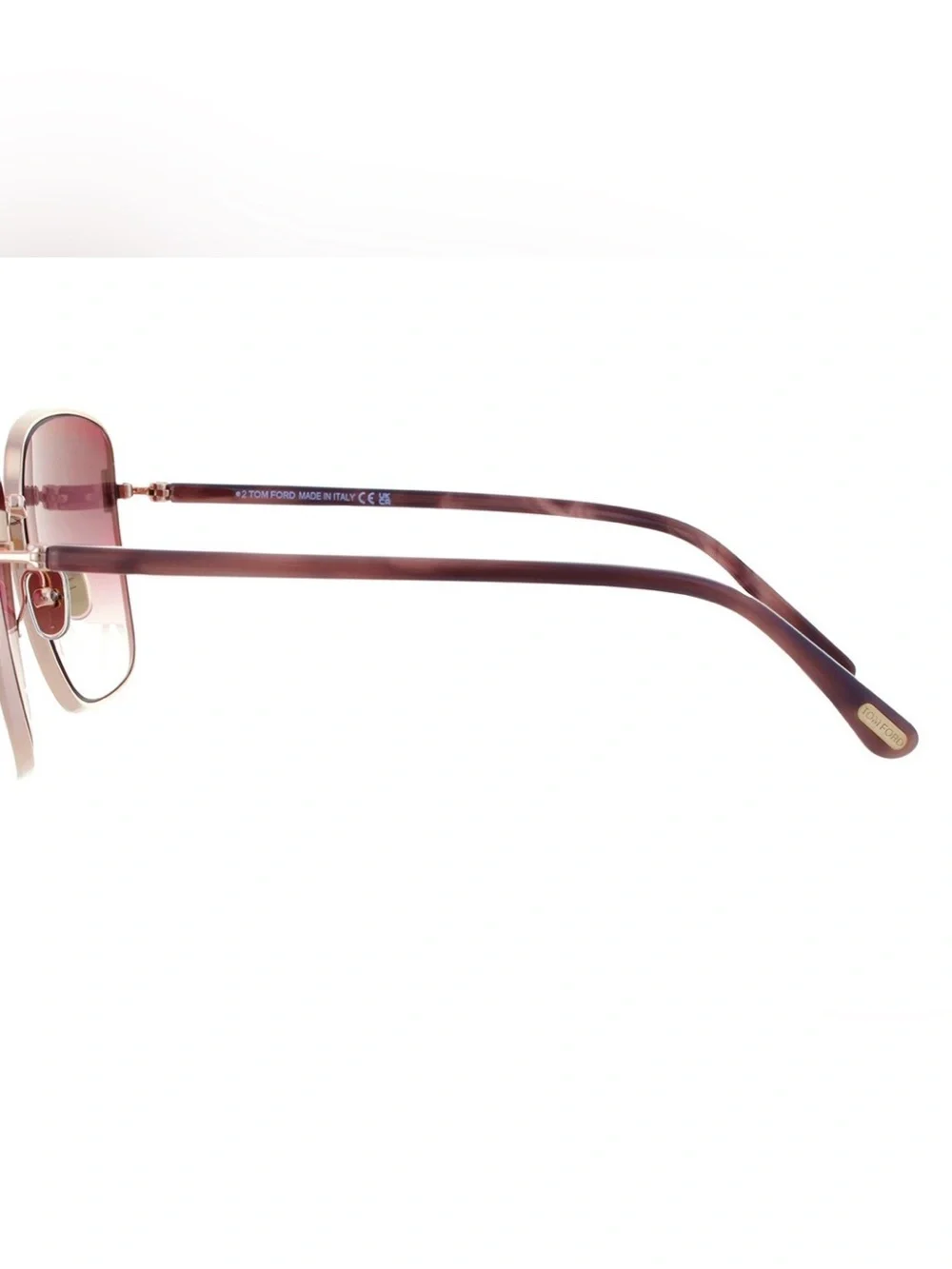 Tom Ford Metal Shiny Rose Smoke Gradient Lenses (NWT)
